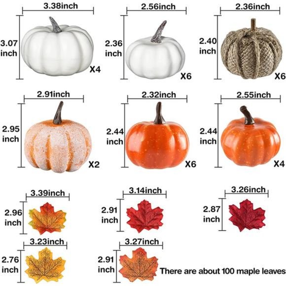 78Pcs Artificial Pumpkins Maple Harvest Fall Decoration for Autumn Thanksgiving - Picture 4 of 7